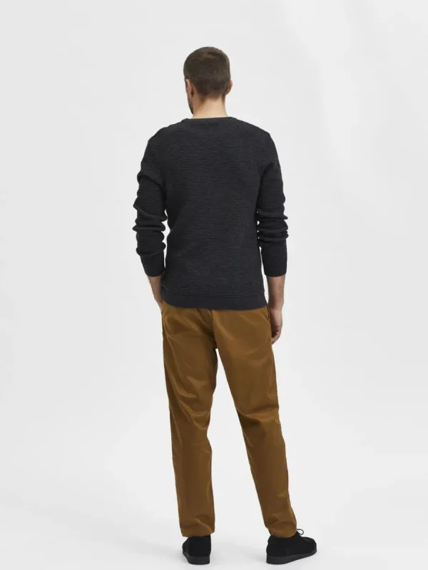 SELECTED RUNDRINGAD STICKAD TRÖJA Grey Best