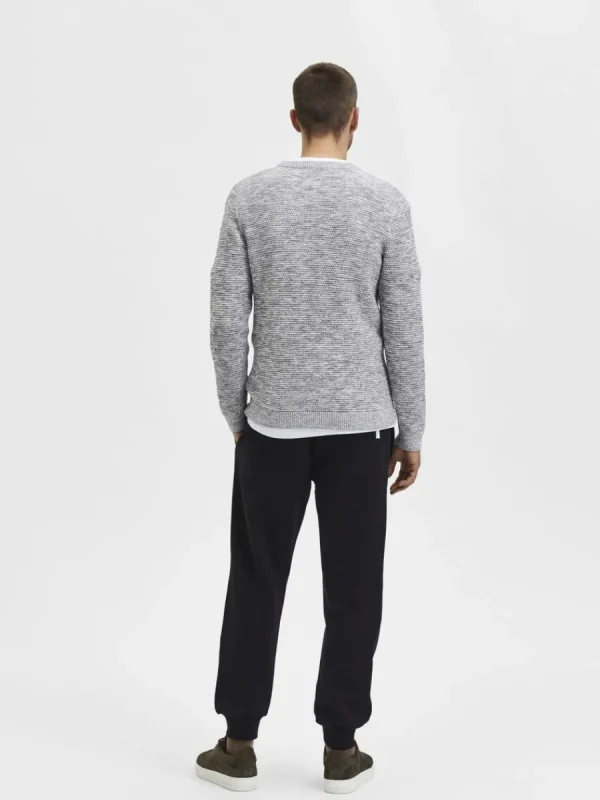 SELECTED RUNDRINGAD STICKAD TRÖJA Grey Clearance