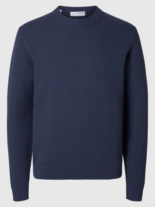 SELECTED RUNDRINGAD TRÖJA Blue Discount