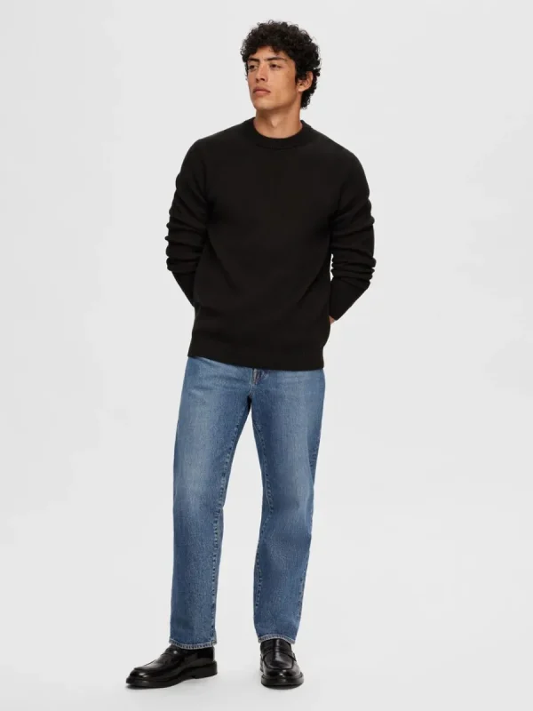 SELECTED RUNDRINGAD TRÖJA Black Cheap