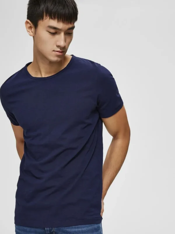 SELECTED RUNDRINGAD T-SHIRT Blue New