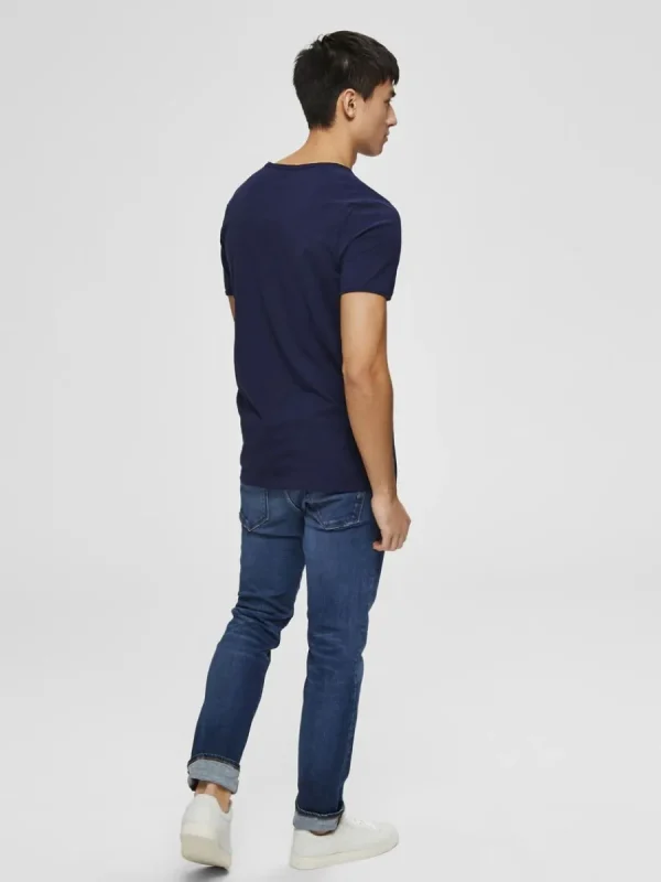 SELECTED RUNDRINGAD T-SHIRT Blue New