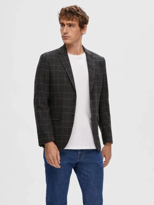 SELECTED RUTIG ENKELKNÄPPT KAVAJ Grey Best