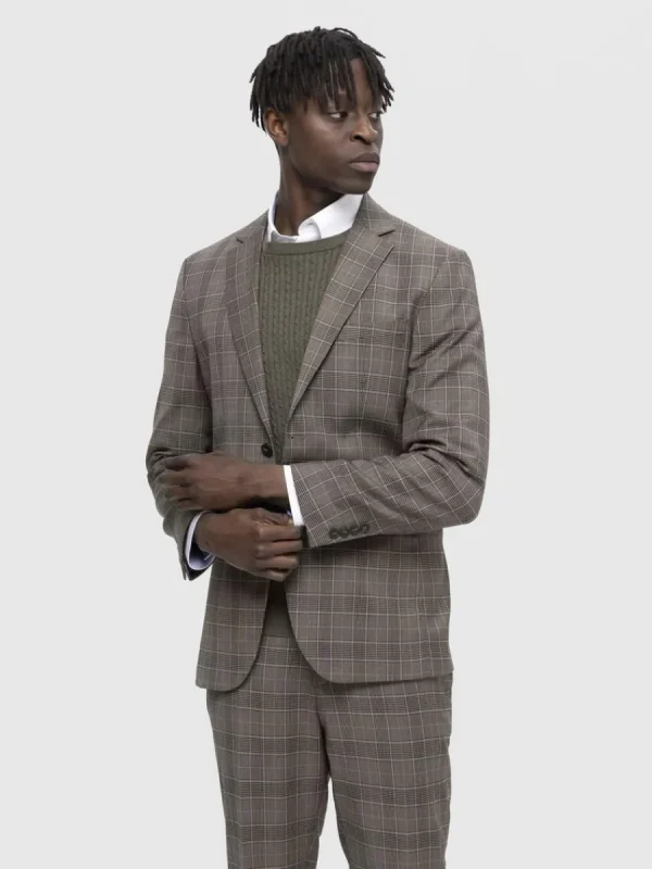 SELECTED RUTIG ENKELKNÄPPT KAVAJ Brown Fashion