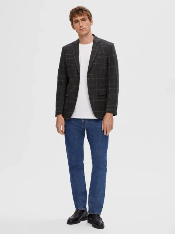 SELECTED RUTIG ENKELKNÄPPT KAVAJ Grey Best