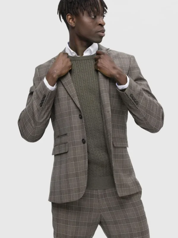 SELECTED RUTIG ENKELKNÄPPT KAVAJ Brown Fashion