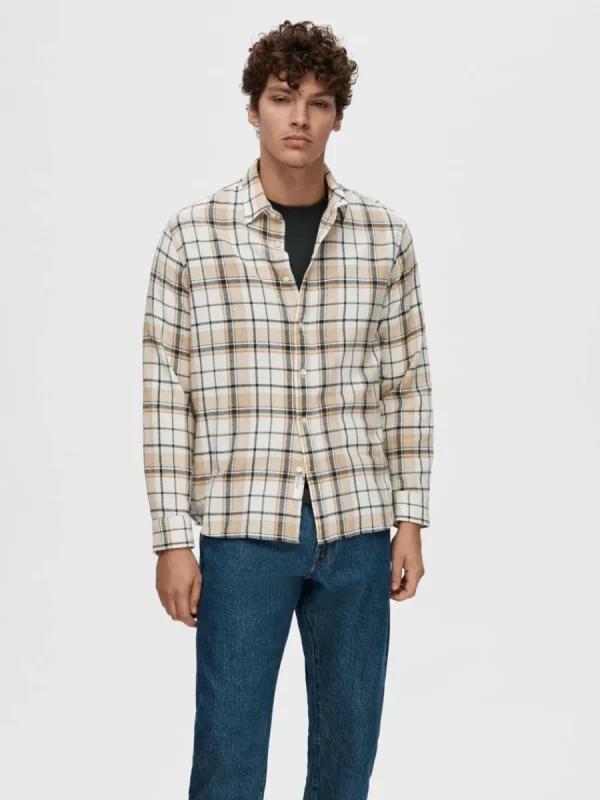 SELECTED RUTIG SKJORTA Beige Flash Sale