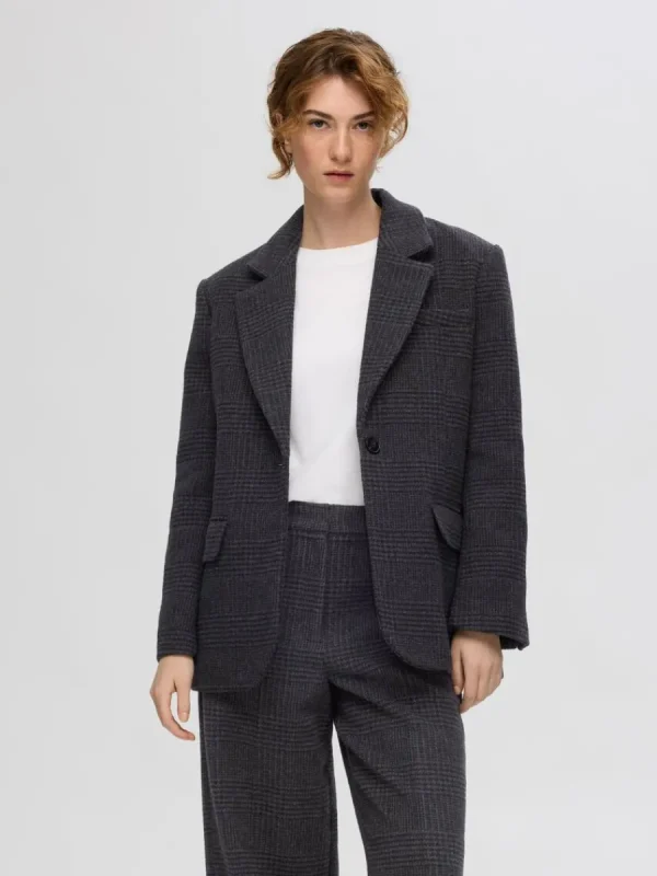 SELECTED RUTIG ÖVERDIMENSIONERAD KAVAJ Grey Flash Sale