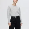 SELECTED RYNKADE ÄRMAR STICKAD TRÖJA Grey Cheap