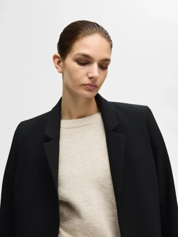 SELECTED RYNKADE ÄRMAR STICKAD TRÖJA Beige Cheap