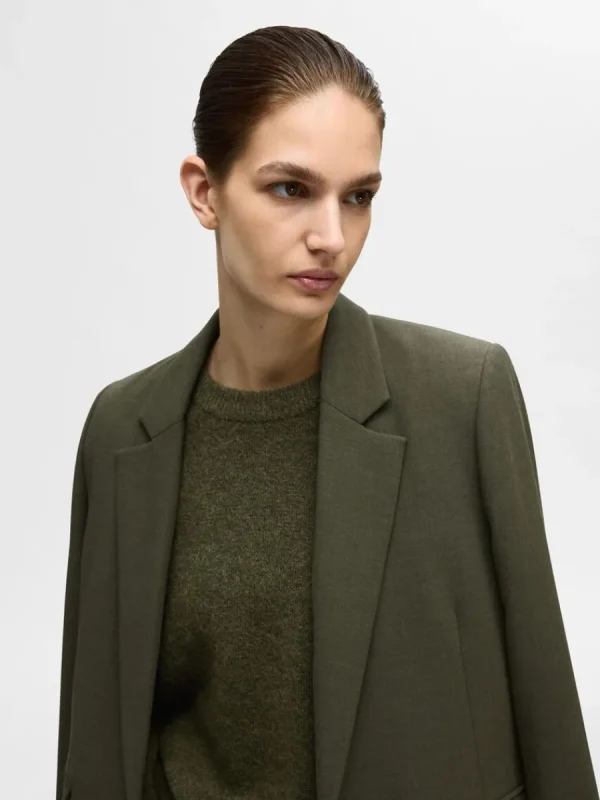 SELECTED RYNKADE ÄRMAR STICKAD TRÖJA Green Shop