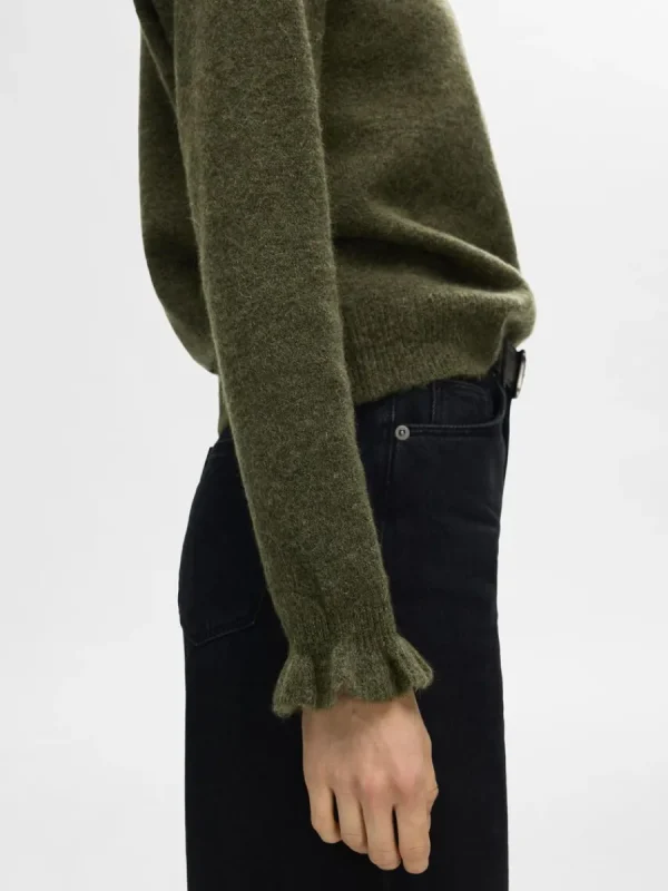 SELECTED RYNKADE ÄRMAR STICKAD TRÖJA Green Shop