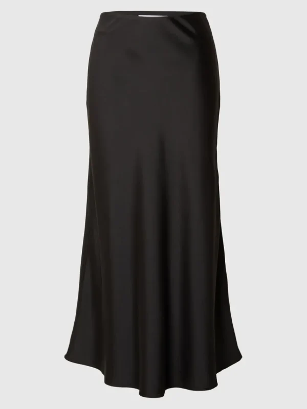 SELECTED SATIN MAXIKJOL Black Fashion