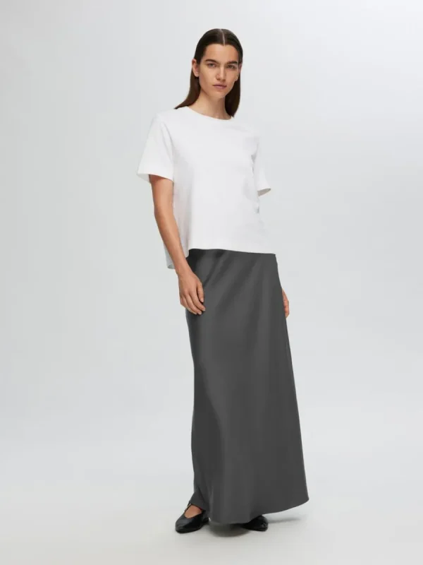 SELECTED SATIN MAXIKJOL Grey Shop