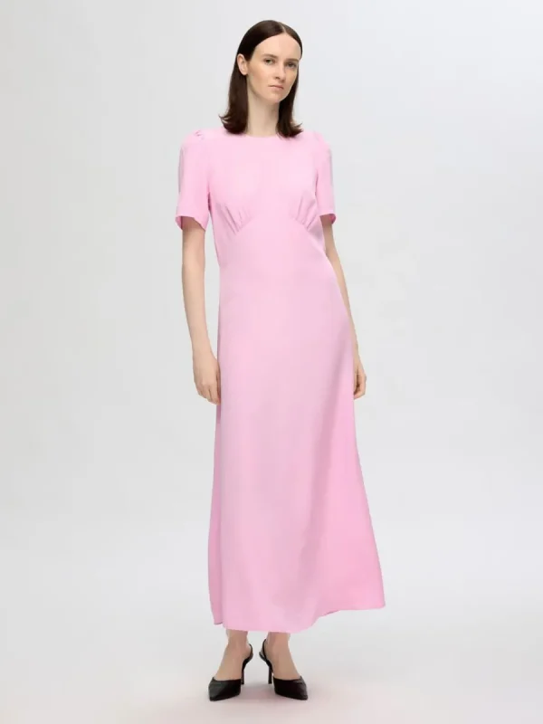 SELECTED SATIN MAXIKLÄNNING Pink New