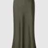 SELECTED SATIN MIDIKJOL Green New