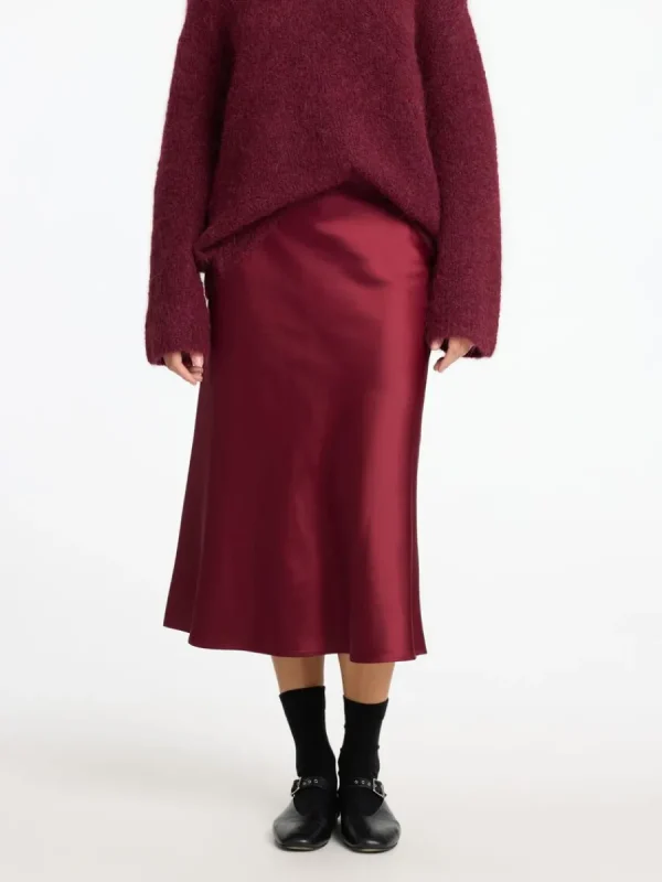 SELECTED SATIN MIDIKJOL Purple Flash Sale