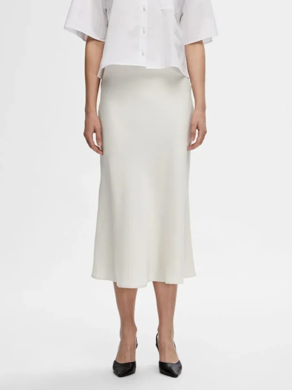 SELECTED SATIN MIDIKJOL Beige Store