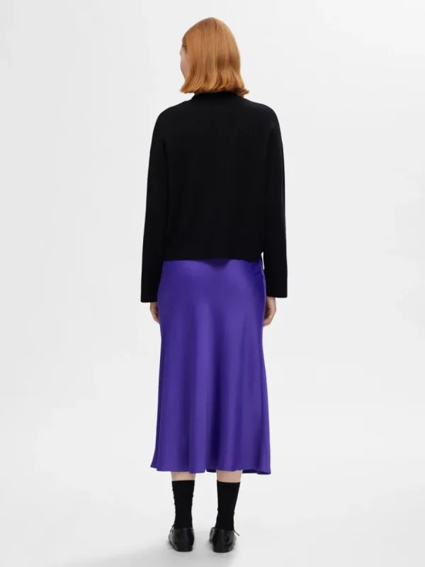 SELECTED SATIN MIDIKJOL Purple Flash Sale
