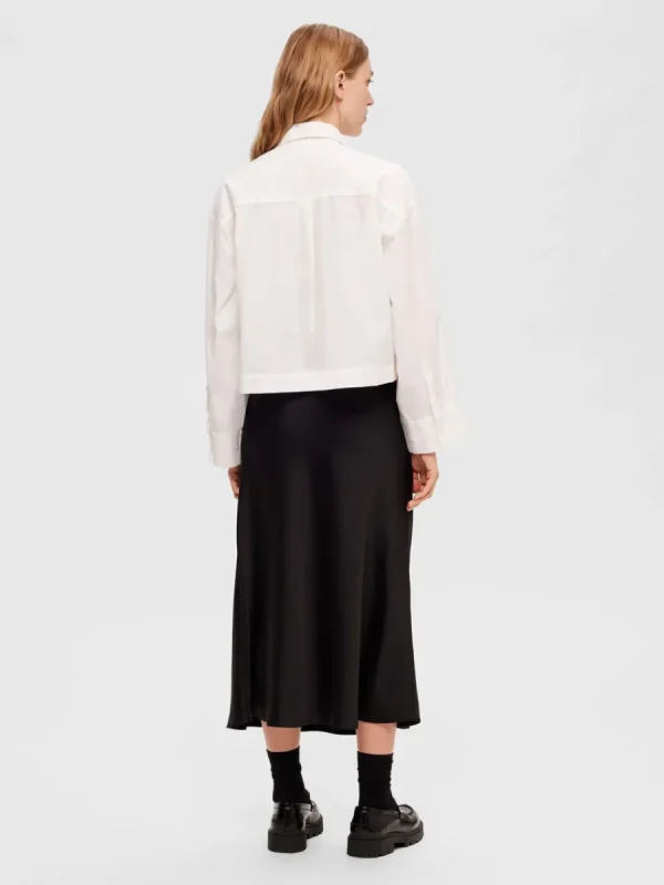 SELECTED SATIN MIDIKJOL Black Hot