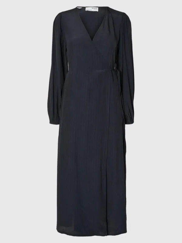 SELECTED SATIN OMLOTTKLÄNNING Blue Shop