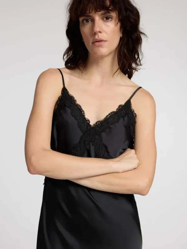 SELECTED SATINSPETS SLIP-KLÄNNING Black Shop