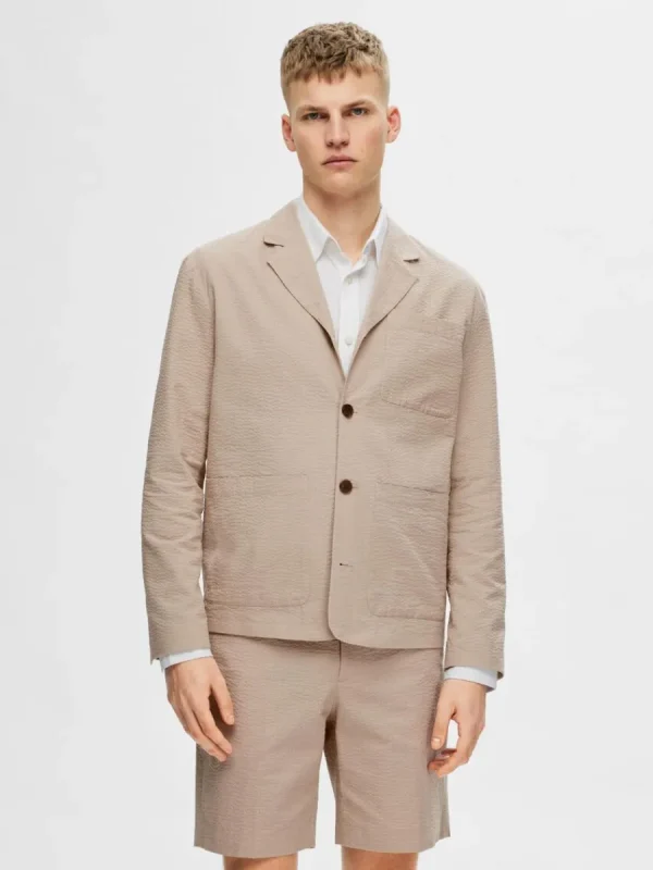SELECTED SEERSUCKER AV HYBRIDBOMULL KAVAJ Beige Discount