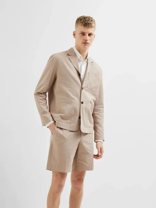 SELECTED SEERSUCKER AV HYBRIDBOMULL KAVAJ Beige Discount