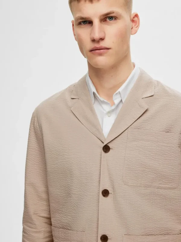 SELECTED SEERSUCKER AV HYBRIDBOMULL KAVAJ Beige Discount