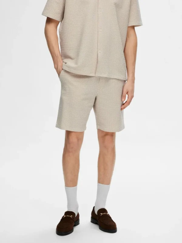SELECTED SEERSUCKER SHORTS Beige Cheap
