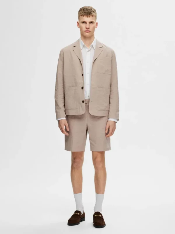 SELECTED SEERSUCKER SHORTS Beige Fashion