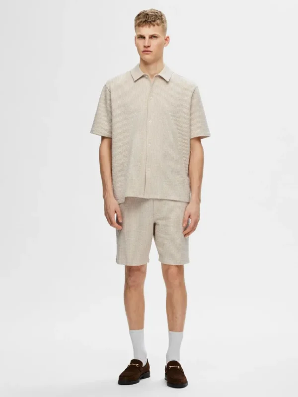SELECTED SEERSUCKER SHORTS Beige Cheap
