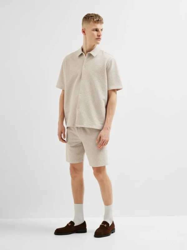 SELECTED SEERSUCKER SHORTS Beige Cheap
