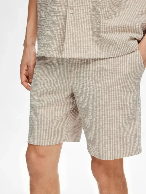 SELECTED SEERSUCKER SHORTS Beige Cheap