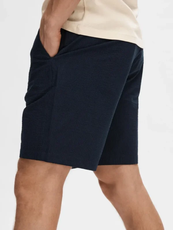 SELECTED SEERSUCKER SHORTS Blue Clearance