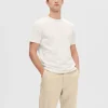 SELECTED SEERSUCKER T-SHIRT White Cheap