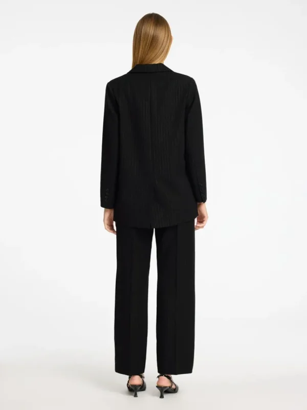 SELECTED SILVERKRITSTRECKSRANDIG ÖVERDIMENSIONERAD KAVAJ Black Discount