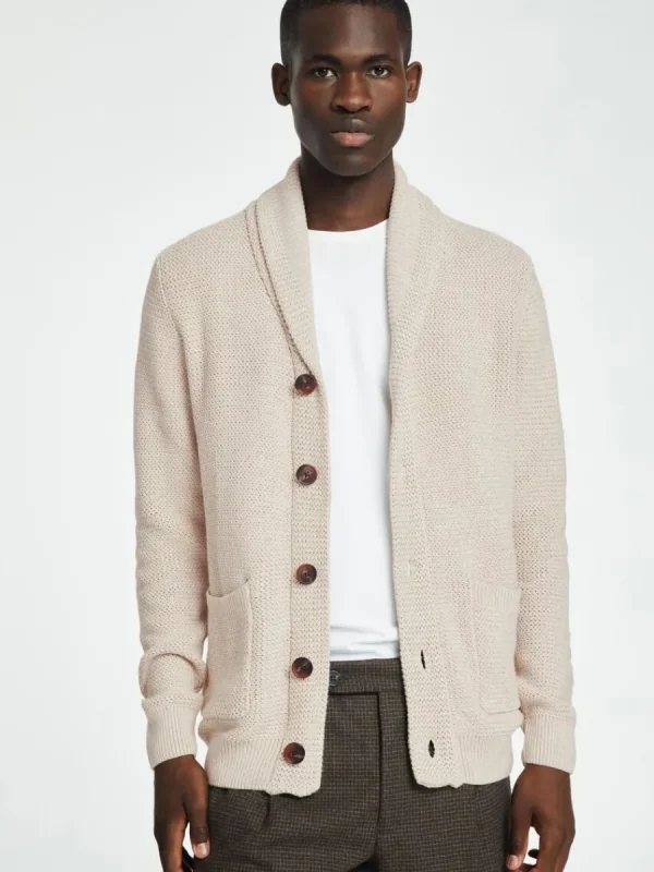 SELECTED SJALKRAGE STICKAD KOFTA Beige Shop