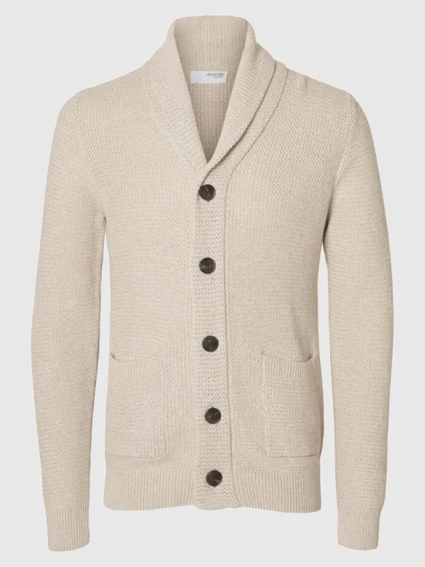 SELECTED SJALKRAGE STICKAD KOFTA Beige Shop