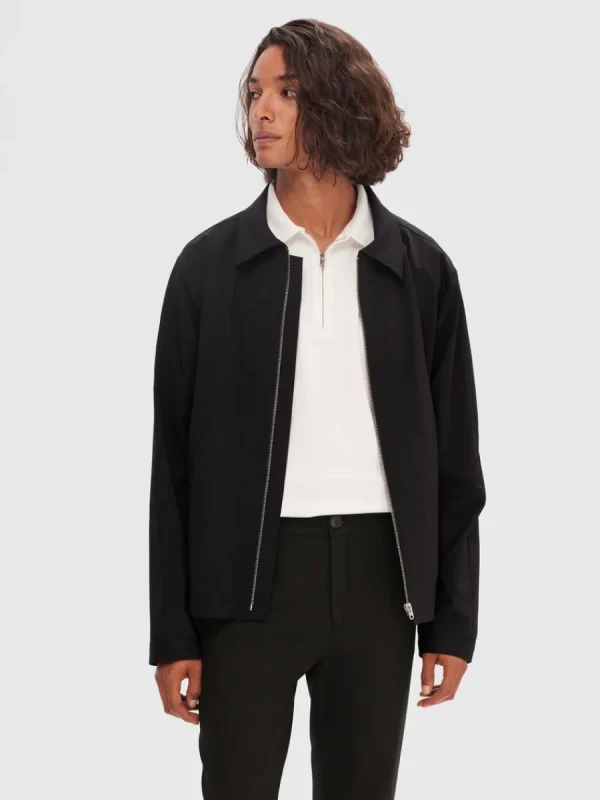 SELECTED SKRÄDDARSYDD BLIXTLÅSFÖRSEDD JACKA Black Cheap