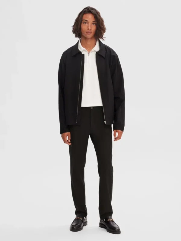 SELECTED SKRÄDDARSYDD BLIXTLÅSFÖRSEDD JACKA Black Cheap