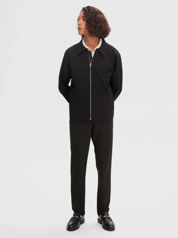 SELECTED SKRÄDDARSYDD BLIXTLÅSFÖRSEDD JACKA Black Cheap