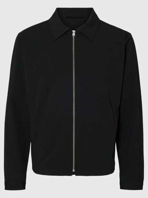 SELECTED SKRÄDDARSYDD BLIXTLÅSFÖRSEDD JACKA Black Cheap