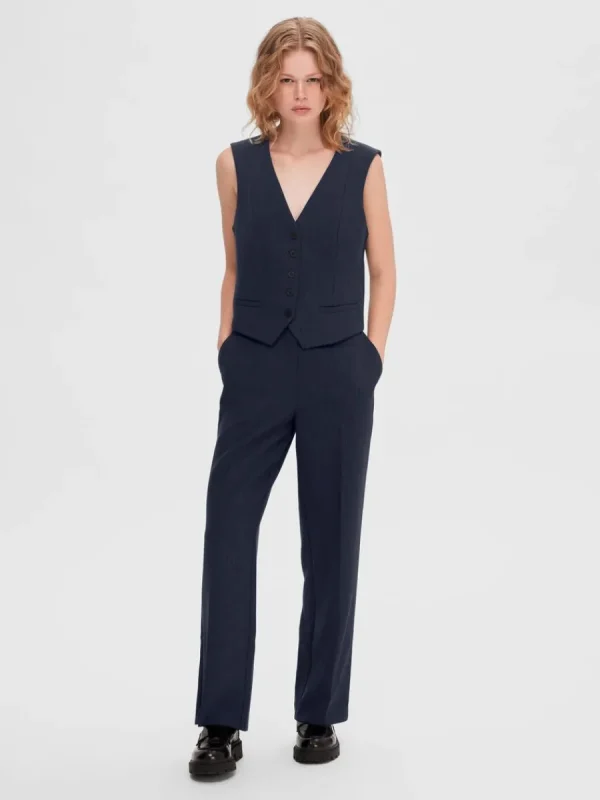 SELECTED SKRÄDDARSYDDA - BYXOR MED VIDA BEN Blue Shop