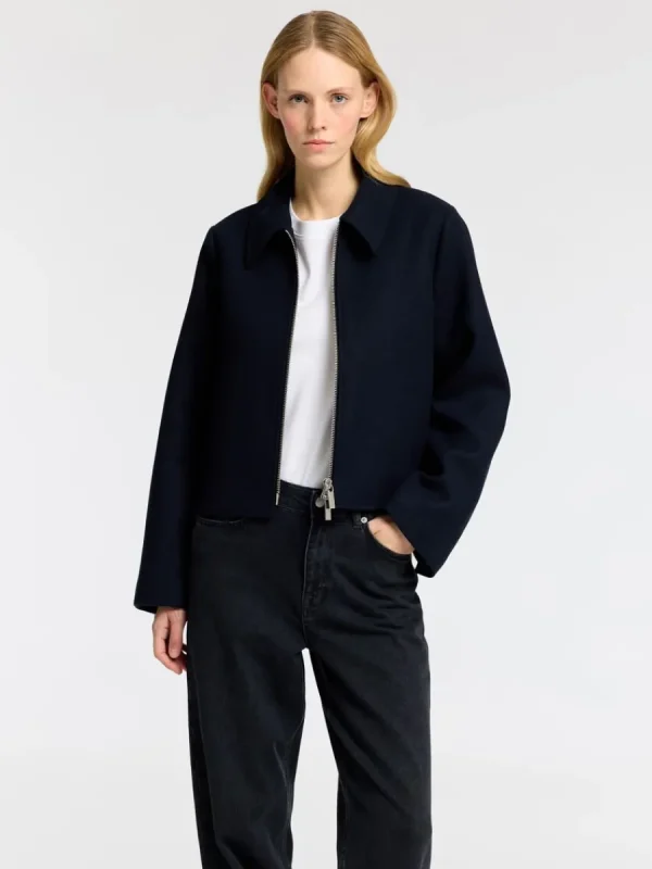 SELECTED SKRÄDDARSYDDA - KORT JACKA Blue Best Sale