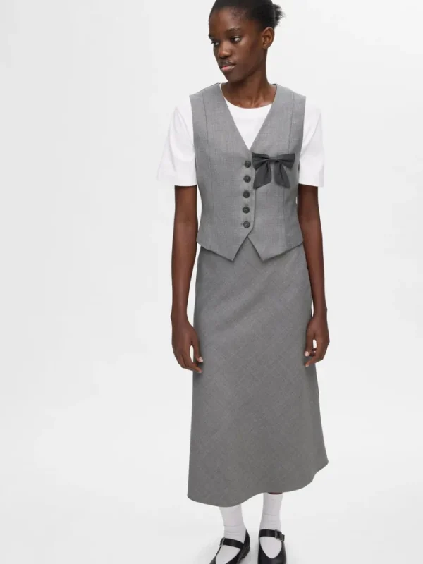 SELECTED SKRÄDDARSYDDA - MIDIKJOL Grey Discount