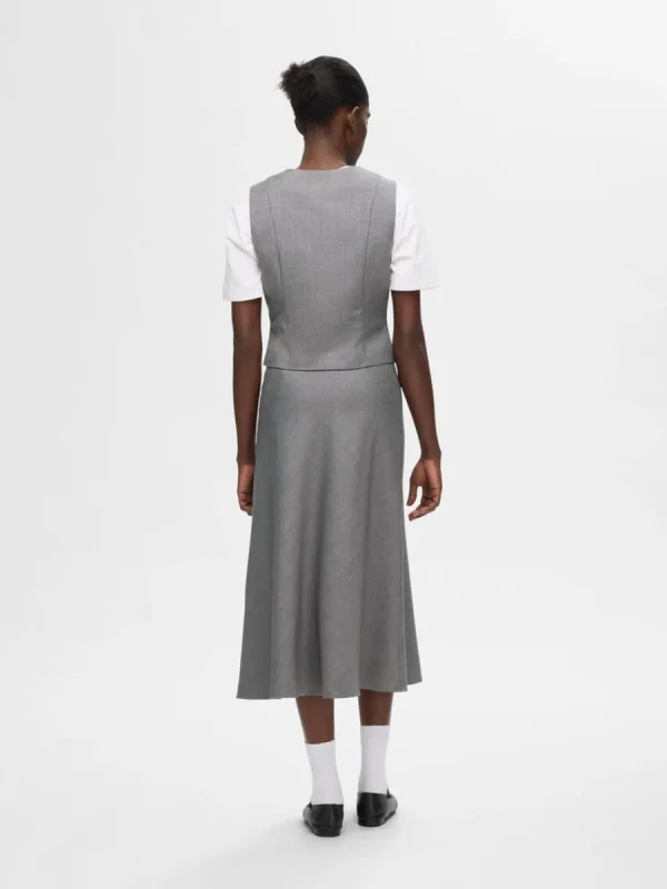 SELECTED SKRÄDDARSYDDA - MIDIKJOL Grey Discount