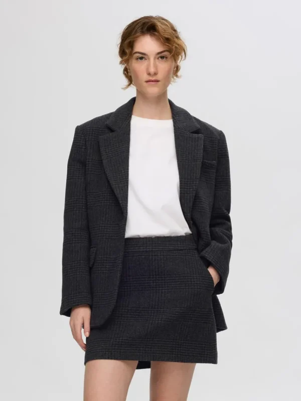 SELECTED SKRÄDDARSYDDA - MINIKJOL Grey Best Sale