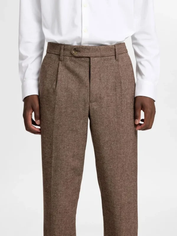 SELECTED SKRÄDDARSYDDA - RAKA BYXOR Brown Best