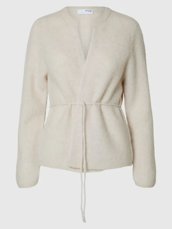 SELECTED SKÄRPFÖRSEDD STICKAD KOFTA Beige Cheap